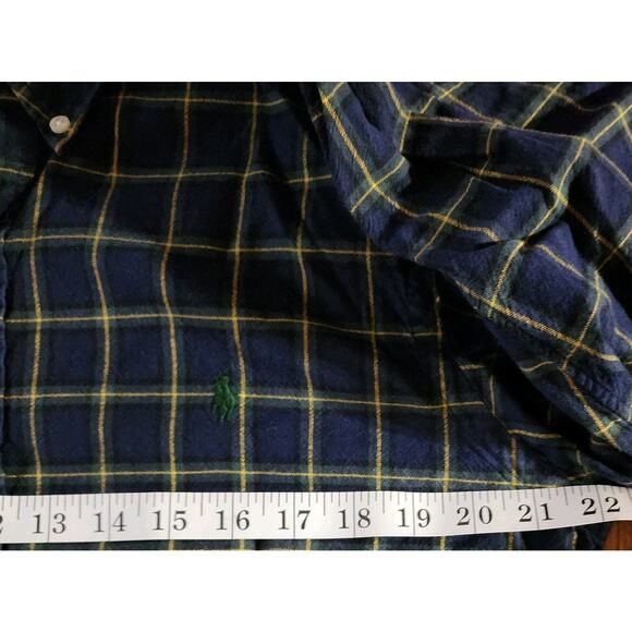 Ralph Lauren Custom Fit Men's Medium Plaid Button Down Shirt Green Pony - Picture 6 of 10